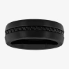 Modern Bride Gemstone 8mm Tungsten Wedding Band In Black