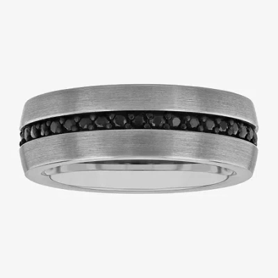 Modern Bride Gemstone 8mm Tungsten Wedding Band In Multi