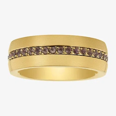 Modern Bride Gemstone 8mm Tungsten Wedding Band In Yellow