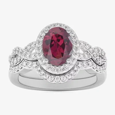 Modern Bride Gemstone Womens 1/2 Ct. T.w. Genuine Blue Topaz 10k White Gold Oval Side Stone Crossover Engagement  In Silver