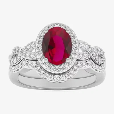 Modern Bride Gemstone Womens 1/2 Ct. T.w. Genuine Blue Topaz 10k White Gold Oval Side Stone Crossover Engagement  In Multi