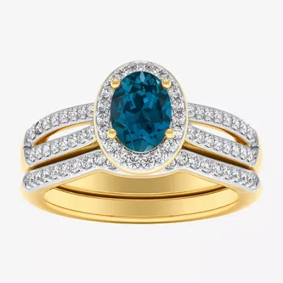 Modern Bride Gemstone Womens 1/2 Ct. T.w. Lead Glass-filled Red Ruby 10k Gold Oval Side Stone Halo Engagement Rin