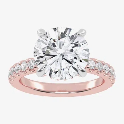 Modern Bride (g-h / Si1-si2) Womens 2 1/4 Ct. T.w. Lab Grown White Diamond 14k Gold Round Side Stone Engagement R In Pink