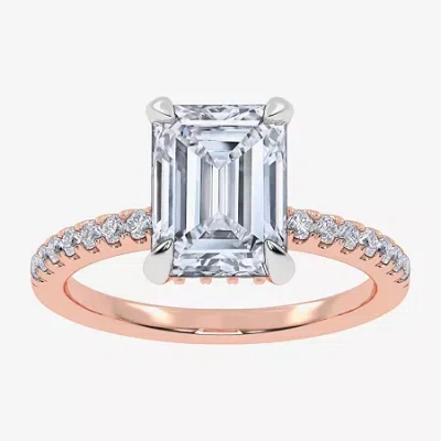 Modern Bride (g-h / Si1-si2) Womens 2 1/4 Ct. T.w. Lab Grown White Diamond 14k White Gold Side Stone Engagement R In Pink