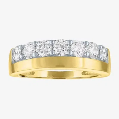Modern Bride G-h / Si2-i1 Womens 6mm 1 Ct. T.w. Lab Grown White Diamond 10k Gold Wedding Band In Yellow