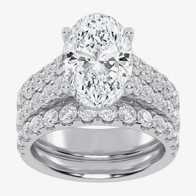 Modern Bride (g-h / Vs2-si1) Womens 6 Ct. T.w. Lab Grown White Diamond 14k Gold Side Stone Bridal Set In Metallic
