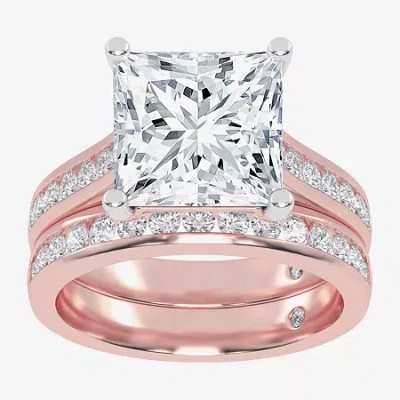 Modern Bride (g-h / Vs2-si1) Womens 6 Ct. T.w. Lab Grown White Diamond 14k Gold Side Stone Bridal Set In Pink