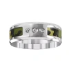 Modern Bride Green Camo Mens 7mm Diamond Accent Natural White Diamond Stainless Steel Wedding Band In Silver