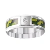 Modern Bride Green Camo Mens 8mm Diamond Accent Natural White Diamond Stainless Steel Wedding Band In Silver