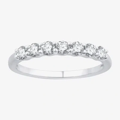 Modern Bride (g,si1-si2) Womens 2mm 1/2 Ct. T.w. Lab Grown White Diamond Sterling Silver Wedding Band