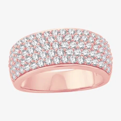 Modern Bride (h-i / I1) Womens 1 1/2 Ct. T.w. Lab Grown White Diamond 10k Rose Gold Anniversary Band In Pink