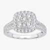 Modern Bride (h-i / I1) Womens 1 Ct. T.w. Lab Grown White Diamond 10k Or 14k Gold Cushion Side Stone Halo Engagem In Metallic