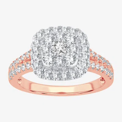 Modern Bride (h-i / I1) Womens 1 Ct. T.w. Lab Grown White Diamond 10k Or 14k Gold Cushion Side Stone Halo Engagem