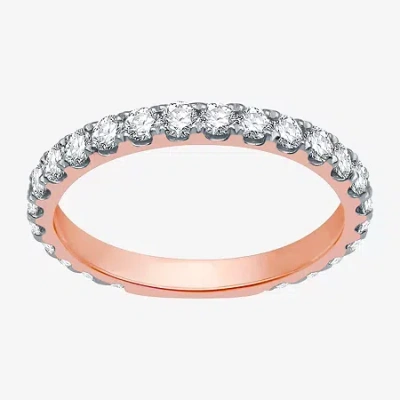 Modern Bride (h-i / I1) Womens 1 Ct. T.w. Lab Grown White Diamond 10k White Gold Eternity Wedding Band In Pink