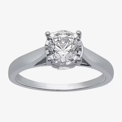 Modern Bride (h-i / I1) Womens 1 Ct. T.w. Lab Grown White Diamond 10k White Gold Round Solitaire Engagement Ring