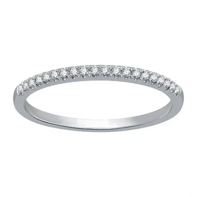 Modern Bride (h-i / I1) Womens 1/10 Ct. T.w. Lab Grown White Diamond 10k White Gold Wedding Band In Metallic