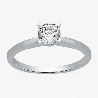 Modern Bride (h-i / I1) Womens 1/2 Ct. Lab Grown White Diamond 10k White Gold Round Solitaire Engagement Ring