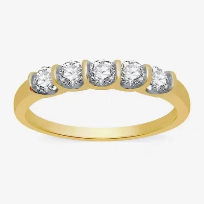 Modern Bride (h-i / I1) Womens 1/2 Ct. T.w. Lab Grown White Diamond 10k Gold 5-stone Anniversary Band