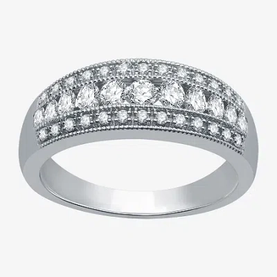 Modern Bride (h-i / I1) Womens 1/2 Ct. T.w. Lab Grown White Diamond 10k White Gold Anniversary Band In Silver