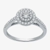 Modern Bride (h-i / I1) Womens 1/2 Ct. T.w. Lab Grown White Diamond 10k White Gold Side Stone Halo Engagement Rin In Silver