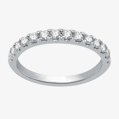 Modern Bride (h-i / I1) Womens 1/2 Ct. T.w. Lab Grown White Diamond 10k White Gold Wedding Band In Silver