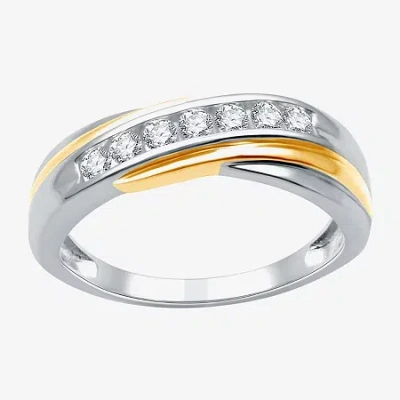 Modern Bride (h-i / I1) Womens 1/4 Ct. T.w. Lab Grown White Diamond 14k Gold Over Silver Wedding Band In Multi