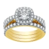 Modern Bride (h-i / I1) Womens 2 Ct. T.w. Lab Grown White Diamond 10k Gold Round Cushion Side Stone Halo Bridal S In Gold