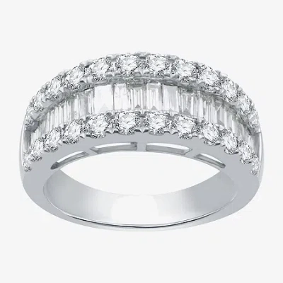 Modern Bride (h-i / I1) Womens 2 Ct. T.w. Lab Grown White Diamond 10k White Gold Anniversary Wedding Band In Silver