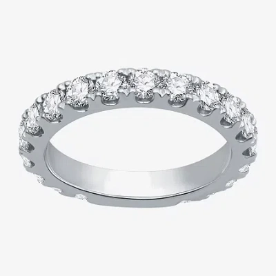 Modern Bride (h-i / I1) Womens 2 Ct. T.w. Lab Grown White Diamond 10k White Gold Eternity Wedding Band In Silver