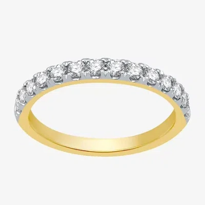 Modern Bride (h-i / I1) Womens 2mm 1/2 Ct. T.w. Lab Grown White Diamond 10k Gold Wedding Band