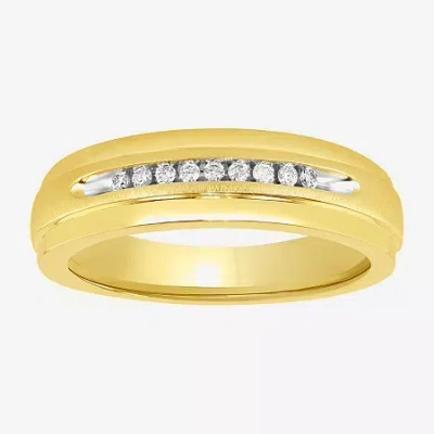 Modern Bride (h-i / I2-i3) Mens 1/10 Ct. T.w. Natural White Diamond 14k Gold Over Silver Wedding Band