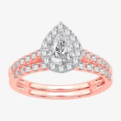 Modern Bride (h-i / Si1-si2) Signature By  Womens 1 Ct. T.w. Lab Grown White Diamond 10k Or 14k Gold  In Pink