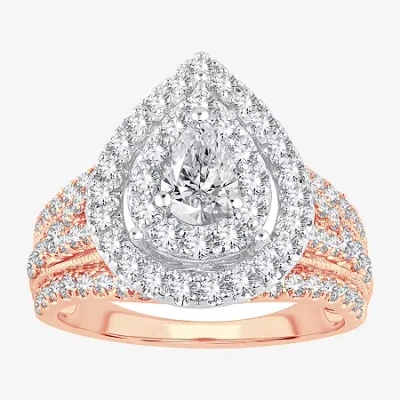 Modern Bride (h-i / Si1-si2) Signature By  Womens 2 Ct. T.w. Lab Grown White Diamond 10k Gold Pear Si In Metallic