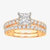 Modern Bride (h-i / Si1-si2) Signature By  Womens 2 Ct.tw Lab Grown White Diamond In 14k Gold Side St In Yellow
