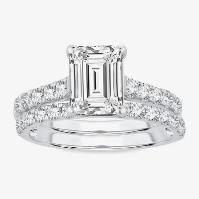 Modern Bride (h-i / Si1-si2) Signature By  Womens 3 Ct. T.w. Lab Grown White Diamond In 14k Gold Emer