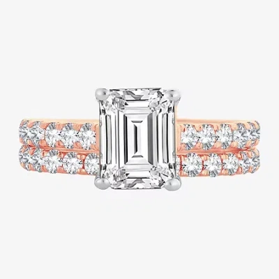 Modern Bride (h-i / Si1-si2) Signature By  Womens 3 Ct. T.w. Lab Grown White Diamond In 14k Gold Emer In Pink
