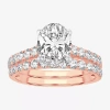 Modern Bride (h-i / Si1-si2) Signature By  Womens 3 Ct. T.w. Lab Grown White Diamond In 14k Gold Oval In Pink