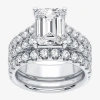 Modern Bride (h-i / Si1-si2) Signature By  Womens 5 Ct. T.w. Lab Grown White Diamond In 14k Gold Emer In Silver