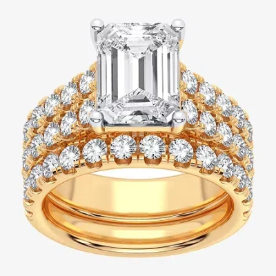 Modern Bride (h-i / Si1-si2) Signature By  Womens 5 Ct. T.w. Lab Grown White Diamond In 14k Gold Emer In Yellow
