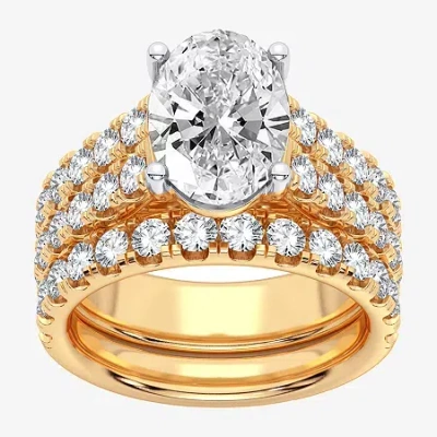 Modern Bride (h-i / Si1-si2) Signature By  Womens 5 Ct. T.w. Lab Grown White Diamond In 14k Gold Oval In Yellow
