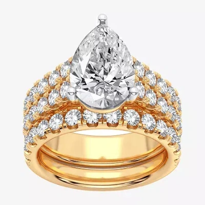 Modern Bride (h-i / Si1-si2) Signature By  Womens 5 Ct. T.w. Lab Grown White Diamond In 14k Gold Pear In Yellow
