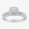 Modern Bride (h-i / Si1-si2) Womens 1/2 Ct. T.w. Lab Grown White Diamond 10k Or 14k Gold Cushion Side Stone Halo  In Neutral