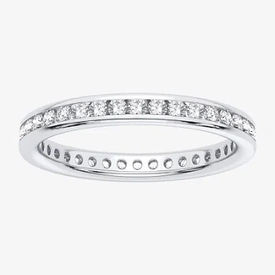 Modern Bride (h-i / Si1-si2) Womens 1/2 Ct. T.w. Lab Grown White Diamond 10k White Gold Eternity Wedding Band In Metallic