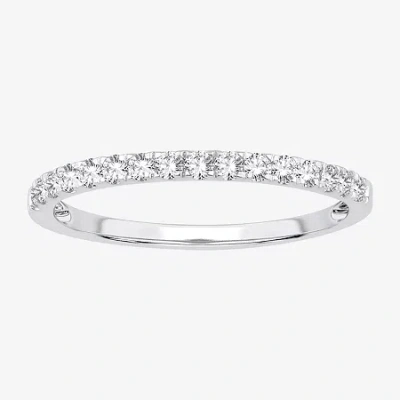 Modern Bride (h-i / Si1-si2) Womens 1/4 Ct. T.w. Lab Grown White Diamond 10k White Gold Wedding Band In Metallic