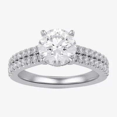 Modern Bride (h-i / Si1-si2) Womens 2 1/2 Ct. T.w. Lab Grown White Diamond 10k Or 14k Gold Round Side Stone Engag