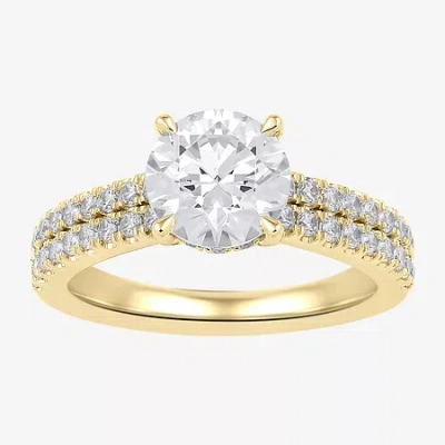 Modern Bride (h-i / Si1-si2) Womens 2 1/2 Ct. T.w. Lab Grown White Diamond 10k Or 14k Gold Round Side Stone Engag