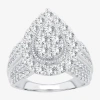 Modern Bride (h-i / Si1-si2) Womens 2 Ct. T.w. Lab Grown White Diamond 10k Gold Pear Engagement Ring In Silver