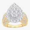 Modern Bride (h-i / Si1-si2) Womens 2 Ct. T.w. Lab Grown White Diamond 10k Gold Pear Engagement Ring In Yellow