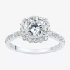 Modern Bride (h-i / Si1-si2) Womens 2 Ct. T.w. Lab Grown White Diamond 10k White Gold Round Side Stone Halo Engag In Silver