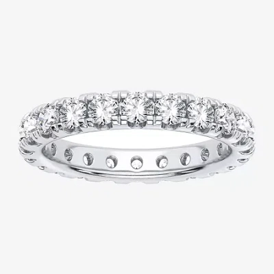 Modern Bride (h-i / Si1-si2) Womens 2.5mm 2 Ct. T.w. Lab Grown White Diamond 10k White Gold Eternity Wedding Band In Metallic